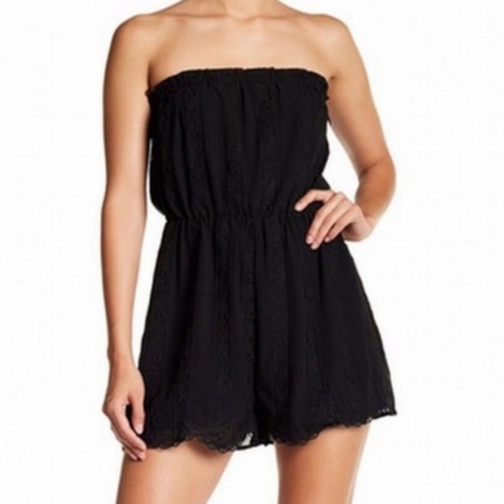 ASTR Strapless Lace Romper